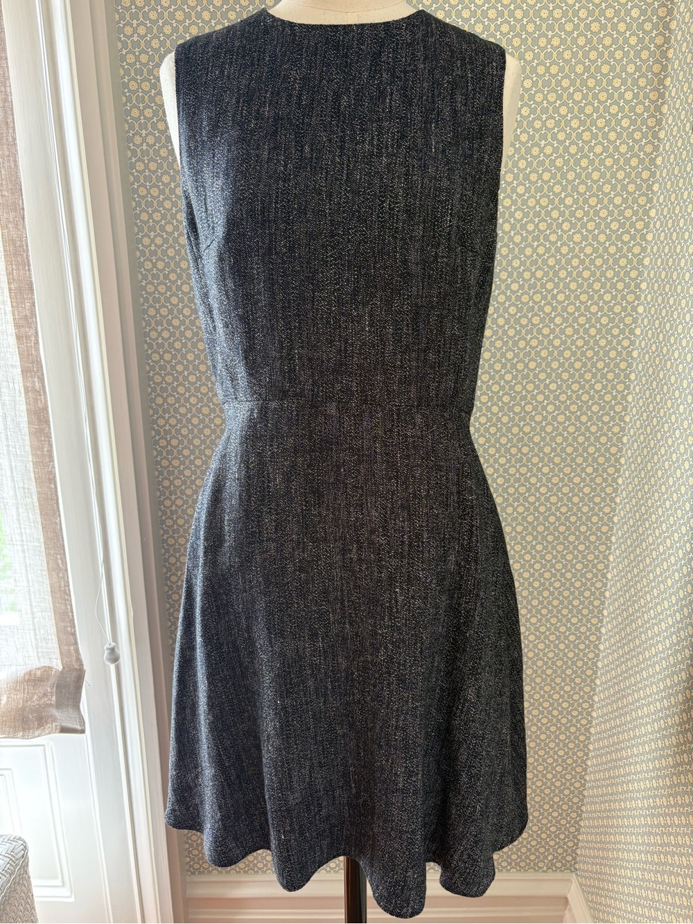 Theory Sleeveless Textured Black Mini Dress